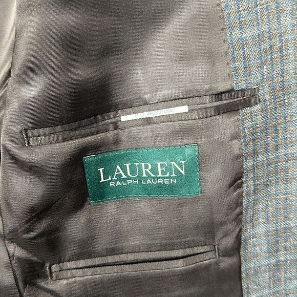 Lauren Ralph Lauren Wool Silk Linen Blend Plaid Single Breasted Blazer 40R - Picture 9 of 12